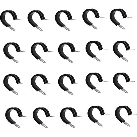 Lot de 20 colliers de serrage isolés en acier inoxydable 304 de type R avec rembourrage en caoutchouc pour tuyau de 10 mm de diamètre (1/5)