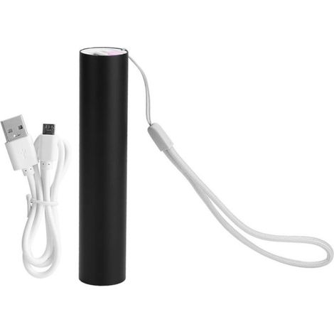 Lampe torche LED portable étanche rechargeable par USB, mini batterie externe pour téléphone portable (noire) (1/5)