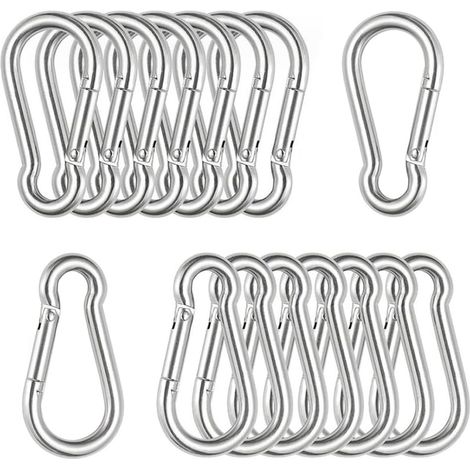 20 Edelstahl-Karabinerhaken M4 304 – Robuste Federschlaufe – Sichere Schnellverbindung – Für Heimwerkerarbeiten im Innen- und Außenbereich – 40 x 20 mm, Silber (1/5)
