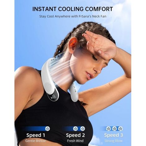 Vtizikl Ventilateur de cou rechargeable, ventilateur personnel avec affichage LED, 3 vitesses 4000mah alimenté par batterie, support USB type - C, portable, idéal pour les femmes, les hommes voyageant (1/5)