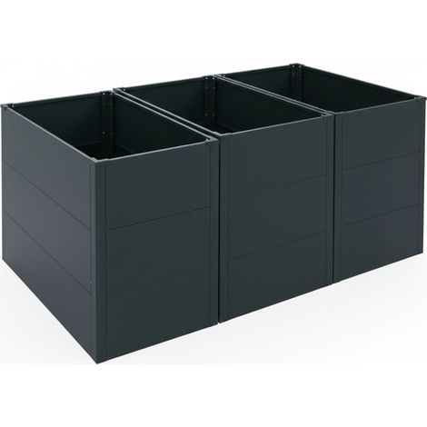 Lot de 3 jardinières sur pied HWC-P64, jardinières sur pied en métal pour légumes/plantes, bacs à fleurs, pots de fleurs