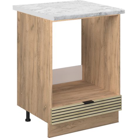 Herdumbauschrank Fame-Line, Eiche Paneel, 60 cm , AP Marmor, Vicco