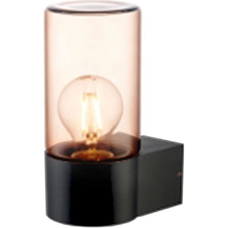 Wandlampe außen Aluminium Rauchglas 19,7 cm hoch IP44 Schwarz Bernstein E27 Modern
