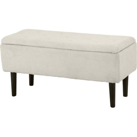 Panca Fondoletto con Vano Contenitore da 47L 95x38x45 cm Rivestimento Bouclé Beige (1/5)