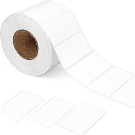 Rouleau d'étiquettes adhésives, étiquettes autocollantes blanches vierges pour bureau, cuisine, laboratoire (1000 pièces 60 30 mm) (1/5)