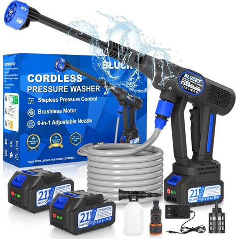 Cordless Pressure Washer 2 Batteries with Adjustable Pressure Continuous Trigger Adjustment, Brushless Motor, 6 in 1 Nozzle and Cordless Cleaning for Car, Garden and Patio (1/5)