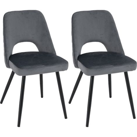 Set di 2 sedie da pranzo, Sedia Imbottita con cuscino in spugna in metallo Grigio (1/4)