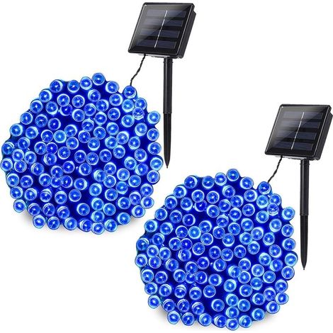 [Lot de 2] Guirlande Lumineuse Exterieure Solaire , 22M 200 LED Guirlande Solaire Exterieur 8 Modes étanche Guirlande LED Solaire Pour Jardin,Terrasse,Cour,Noël,Mariage,Fête(Bleu) (1/5)