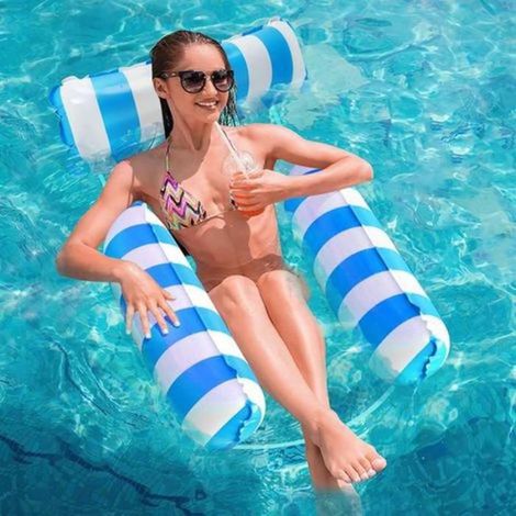Hamac gonflable 4 en 1 – Flotteur de piscine ergonomique en PVC – Siège en filet semi-immergé pour confort – Portable et durable (1/4)
