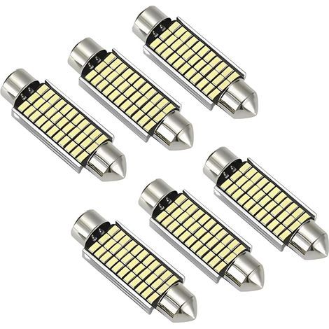 6 Pièces LED Intérieur Voiture, Éclairage Intérieur Super Lumineux Plug and Play, Avec Dissipation Thermique à l'Arrière (41 mm) (Blanc) (1/5)
