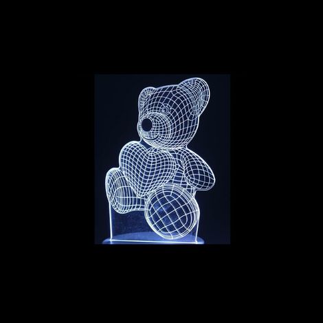 Veilleuse 3D Lampe de nuit 7 couleurs alimentée par câble USB Touche tactile pour lit d'enfant Décoration de salon Cadeaux – Ours avec cœur (1/5)