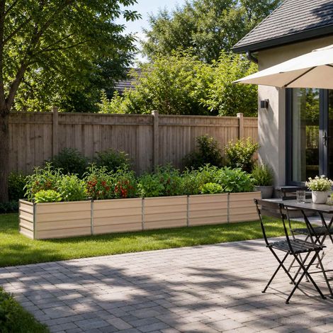 vidaXL Cama de Jardín Elevada Marfil 400 x 80 x 55 cm (1/5)