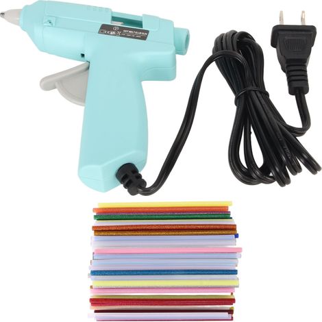Pistolet à colle chaude 20W préchauffage rapide mini outil de fusion avec 100 bâtons de colle, bleu prise US 110-240V pour maison école bureau (1/5)