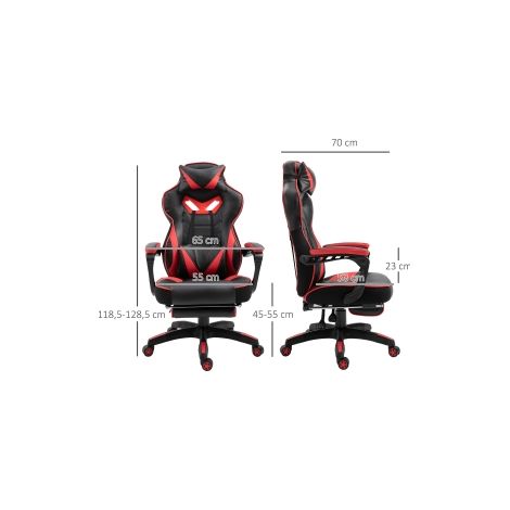 Fauteuil de bureau gaming noir en similicuir avec massage et hauteur réglable pour bureau à domicile, salle de jeu et télétravail (1/5)