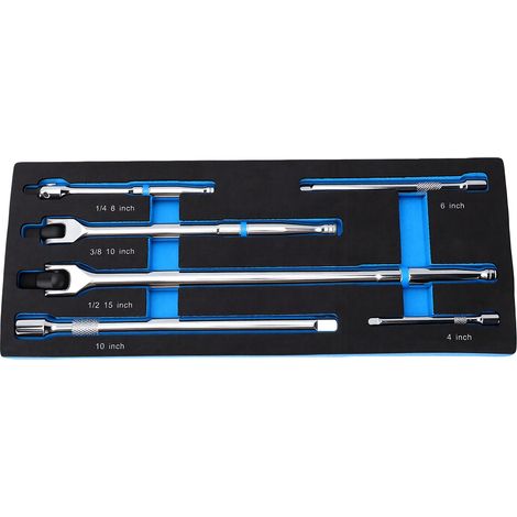 Jeu barres disjoncteur 6 pièces, clé douille 3/8, 1/2, 1/4 pouces, tête rotative 180° pour auto camion SUV (1/5)