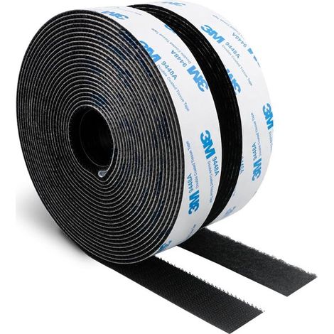 3M Klettverschluss,25 mm x 3 m,schwarz,strapazierfähige selbstklebende Rückseite,Nylon-Gewebeverschluss,Klebestreifen für Bastelarbeiten (1/5)