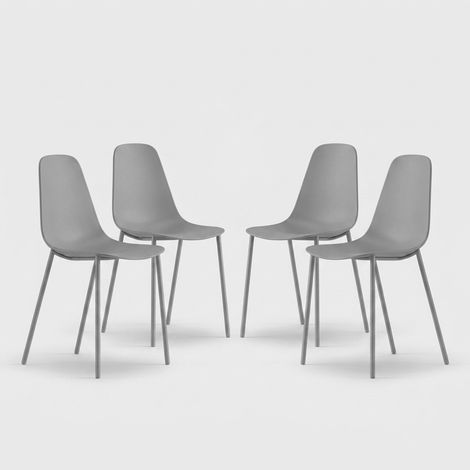 Set de 4 sillas de diseño para cocina y comedor de polipropileno Mira - Gris claro (1/5)