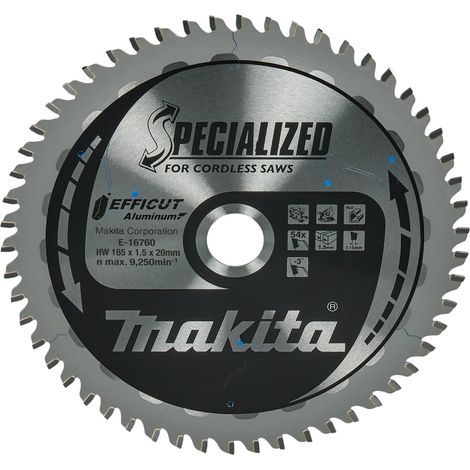 MAKITA E-16760 Efficut TCT blade for Alu 165mm x 20mm x 54T