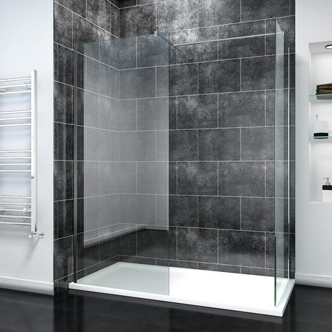 ELEGANT 700mm Walk In Shower Screen + 760mm Walk in Shower Screen, 8mm Easy Clean Glass Wetroom Shower Screen Panel (1/5)