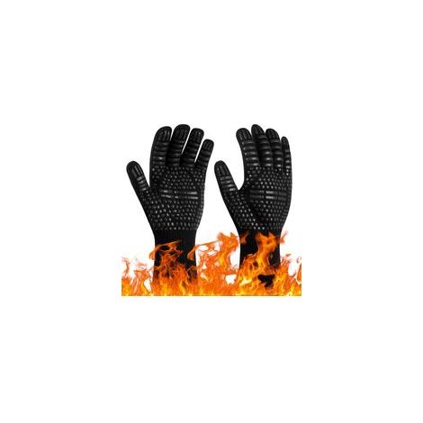 Gants de Barbecue, Gants de Four Anti-Chaleur Jusqu'à 800°C, Gants Cuisine Résistant à la Chaleur et Antidérapants, Gant Cuisson Chaleur pour BBQ/Four/Gril/Cheminée/Soudage/Cuisson au Four (1/5)