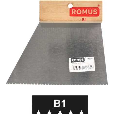 SPATULE COLLE SOL SOUPLE B1 93082 N°2 ACIER 185MM ROMUS (1/3)