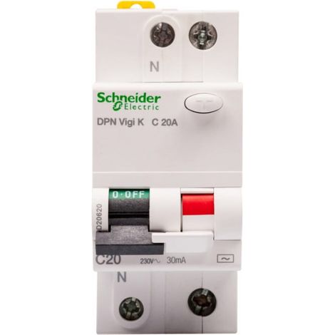 Interruttore differenziale 2P 20A C 0.03A tipo AC DPN Vigi K A9D20620