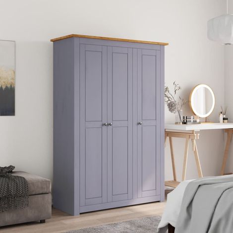 Garde-robe moderne à 3 portes,Armoire de rangement Penderie,Armoire de vêtements Gris 118x50x171,5 cm Pin Assortiment Panama -BonneVie53167 (1/5)
