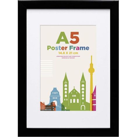 Egofine A5 Bilderrahmen Fotorahmen Acrylglas Verbundholz Tisch Wand Schwarz DIN (1/5)