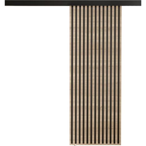 Mirjan24 – Porte coulissante 2050x760mm en stratifié Sonoma chêne et noir – Mécanisme coulissant silencieux – Système de fermeture douce