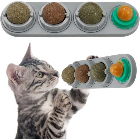BUNTHAUS Cataire Boule Cataire Jouet, Comestible Chat Jouet Dents De Nettoyage Auto-Adhésif Mur Chat Collations Lécher Le Sucre (1/5)