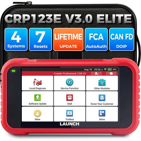 Valise Diagnostic Auto CRP123E V3.0 Diagnostic Voiture 4 Système Moteur ABS SRS 7 Réinitialisations Huile EPB SAS BMS accélérateur DPF Purge ABS (1/5)