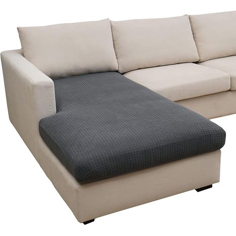 Elastic Sofa Cover 3 Seater, L Shape Sofa Slipcovers for Chaise Longue (1 Piece) Dark Grey (1/5)