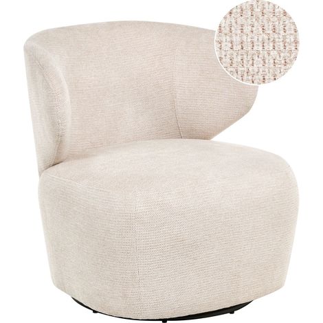 Swivel Armchair ALVDAL Fabric Beige