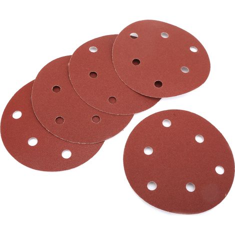 Ortviai Disques abrasifs veloutés 125 mm (5 pouces), 6 trous, grain 120, lot de 100 pièces (1/5)