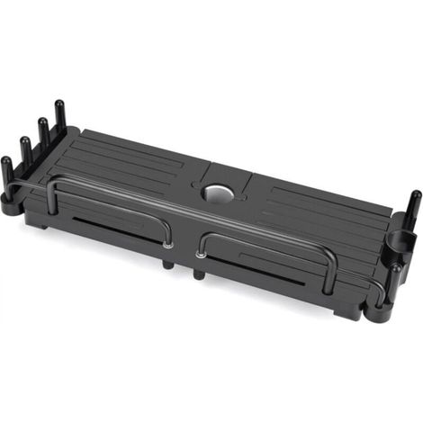 Telescopic shower shelf without drilling, 32-48 cm, hanging storage shelf for 18-25 mm shower rod (black) (1/5)
