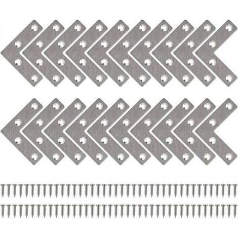 Équerre de fixation métallique droite en L avec vis, pour réparation et assemblage de meubles et armoires, modèle 1956 (1/4)