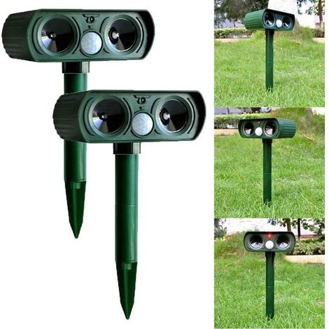 2pcs Répulsif solaire à ultrasons pour chiens et chats, animaux renards, cerfs, rongeurs, capteur PIR, fermes, jardin (1/5)