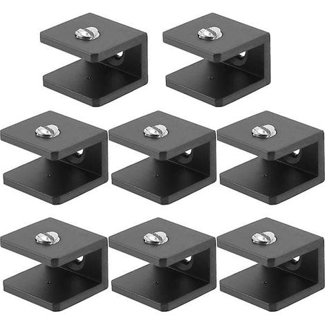 Lot de 8 supports d'étagère noirs pour verre, fixations pour étagère en verre, pince pour étagère en verre - S (1/3)