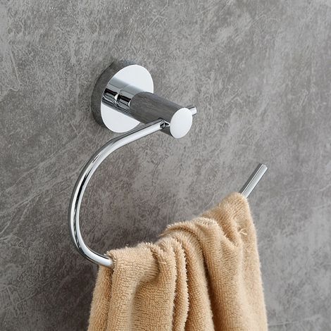 Anneau porte-serviettes pour salon et cuisine argent 304 chromé, porte-serviettes en acier inoxydable, de style moderne (1/5)