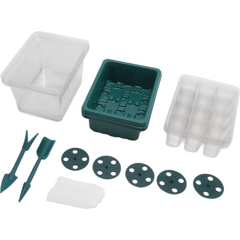 Plateau de semis à 12 alvéoles, humidité réglable, kit de germination épais avec base transparente en forme de dôme pour la culture des graines.