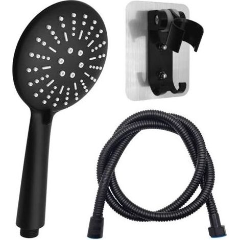 Langray – 120-mm-Duschkopf, schwarz – 3-Strahl-Handbrause – 1,5-m-Schlauch – Wassersparend – Einfache, werkzeuglose Montage (1/4)