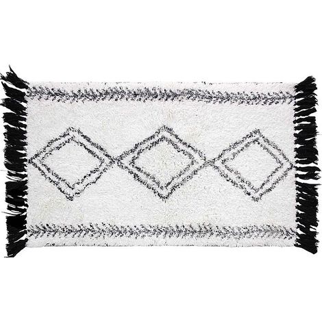 Tapis de Bain 50 x 80 cm Freya Blanc - Coton Imprimé - Livraison gratuite (1/3)