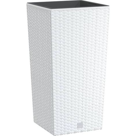 Pot de fleurs blanc en PP tissé de 11/26,5 L avec doublure amovible. (1/5)