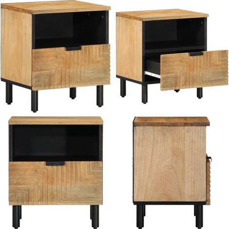 vidaXL Table de chevet marron 40x33x46 cm bois de manguier solide (1/5)