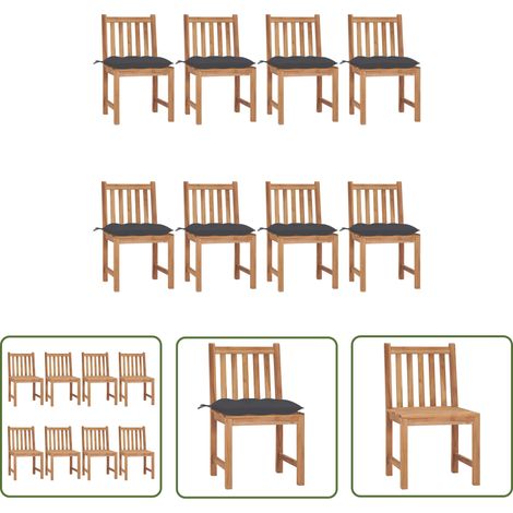 FIMEI Chaises de jardin 8 pcs avec coussins Bois de teck massif (1/5)