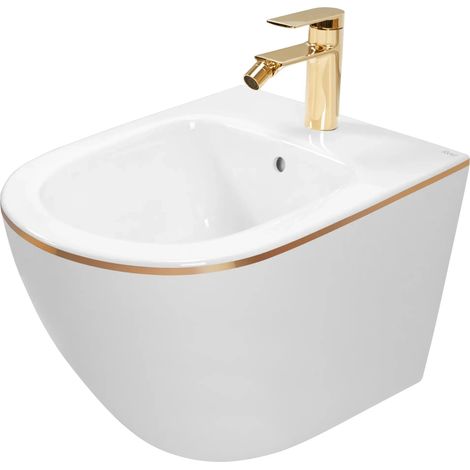 REA WANDHÄNGENDES BIDET CARLO MINI WHITE GOLD EDGE