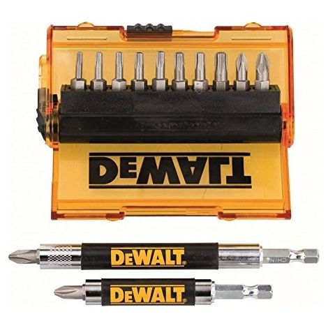 Dewalt – Coffret de 14 embouts de vissage 25 mm – 1 x Ph1, 2 x Ph2, 1 x Pz2, 1 x T10, 2 x T15, 2 x T20, 2 x T25, 1 x T30 – 2 portes-embouts magnétiques (1/8)