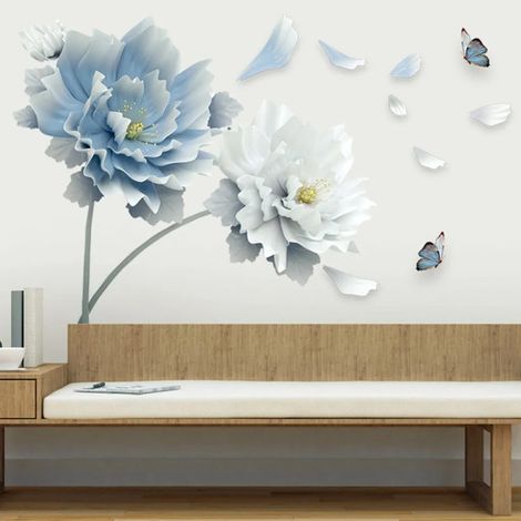 Wandtattoo, Blumen-Wandaufkleber für die Wanddekoration, große Blumen- und Pflanzen-Wandtattoos, selbstklebende Wandaufkleber, Wandbilder für Wohnzimmer, Schlafzimmer, Vorraum, Flur, Fenster, 125 × 78