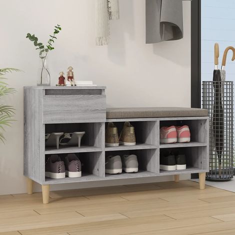 Schuhregal Grau Sonoma 102x36x60 cm Holzwerkstoff (1/5)