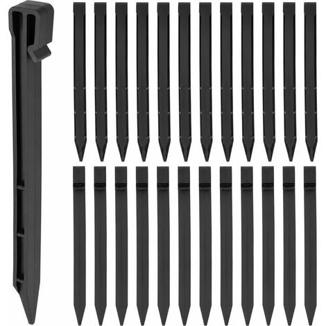 Lot de 30 - Piquet d'ancrage - Clou de sol - Fixation pour bordure et tente - Plastique résistant aux intempéries - Pour jardin et terrasse - Noir - 25 cm (1/5)